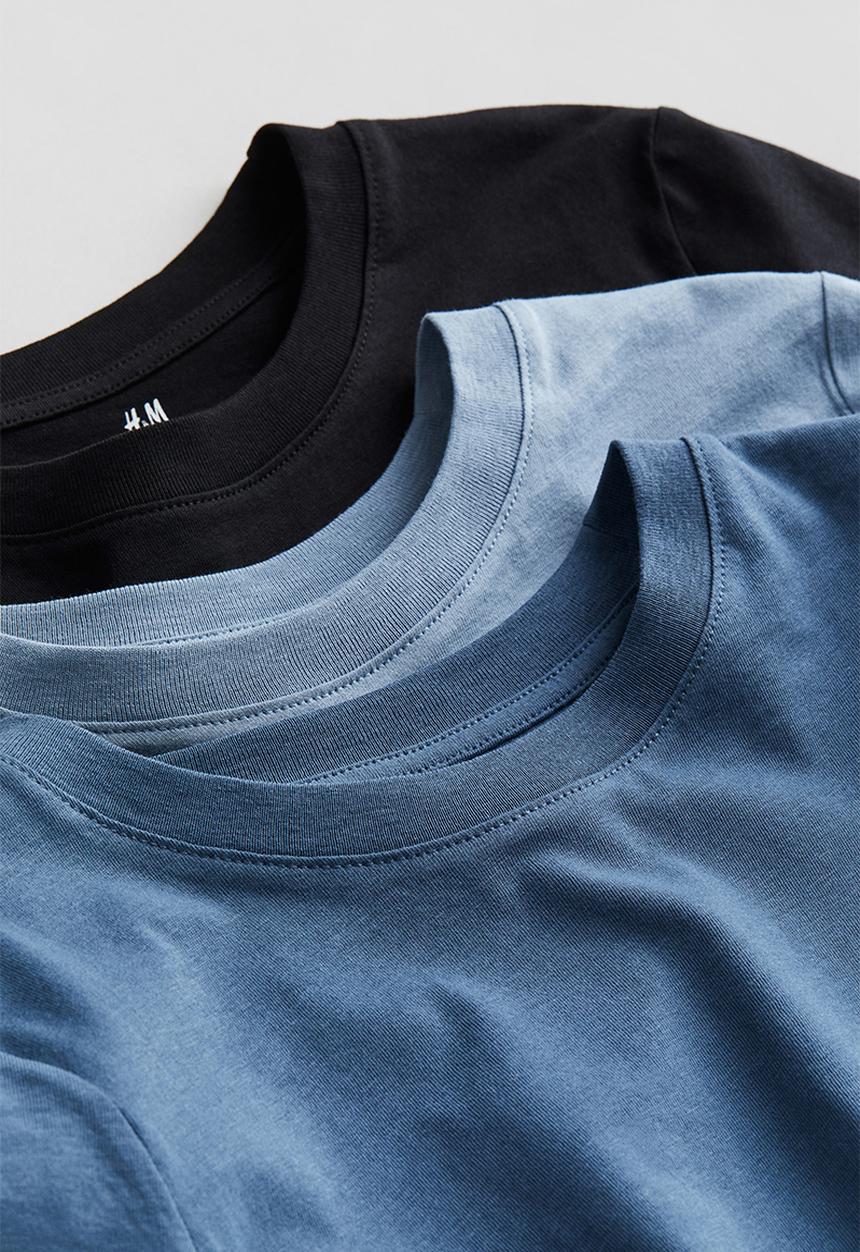 H&M - 3-Pack T-shirts - blue & black