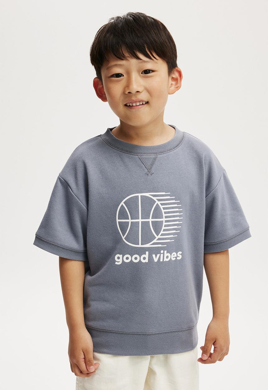 Cotton On - Sandy short sleeve sports crew - steel/good vibes
