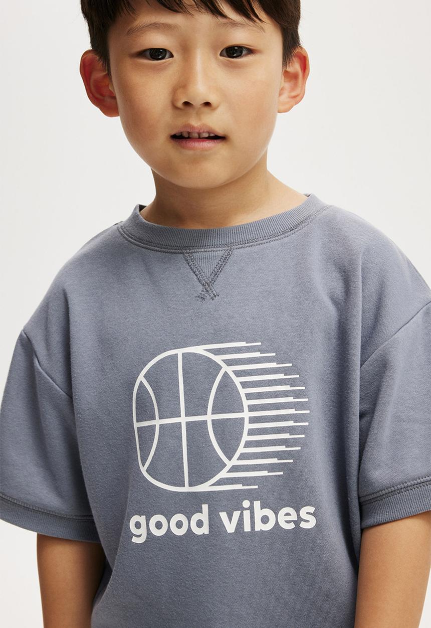 Cotton On - Sandy short sleeve sports crew - steel/good vibes