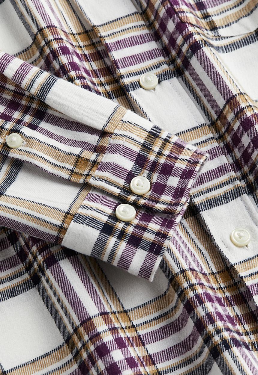 H&M - Regular fit flannel shirt - white purple checked