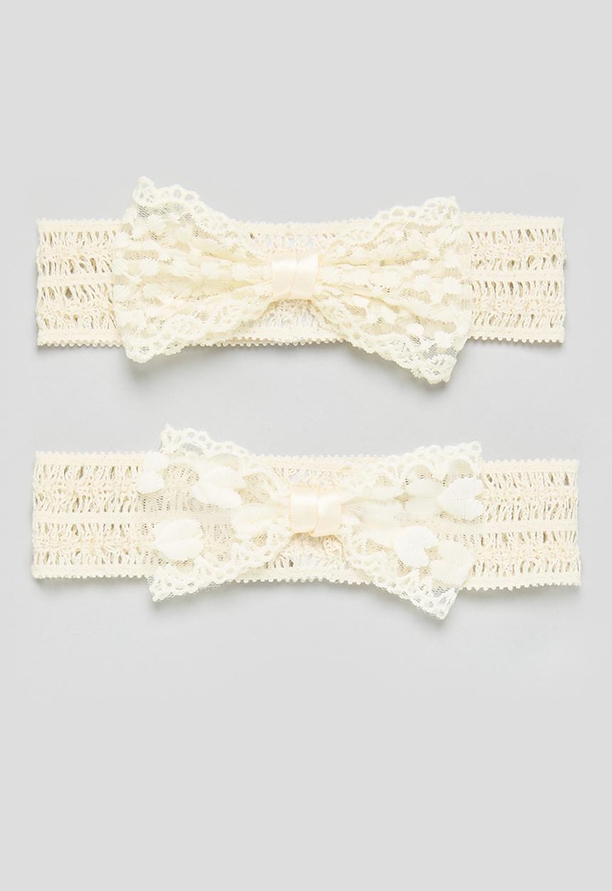 Pop Candy - 2 Pack bowknot hair band set-beige