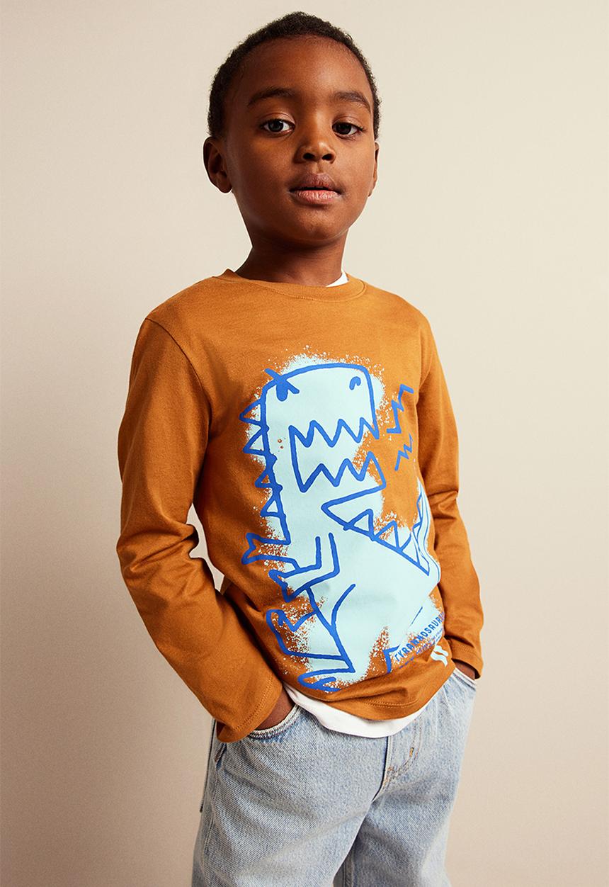 H&M - Long-sleeved T-shirt - brown dinosaur 