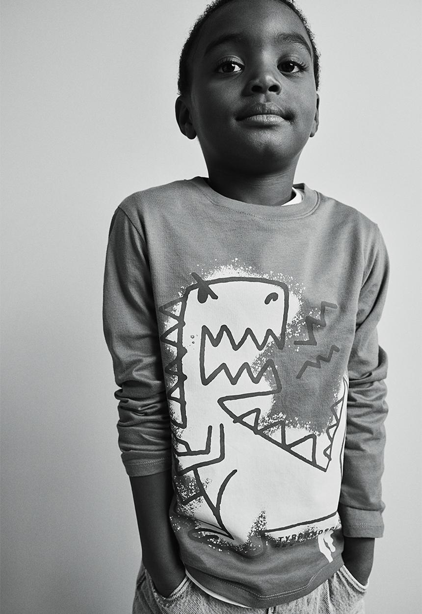 H&M - Long-sleeved T-shirt - brown dinosaur 