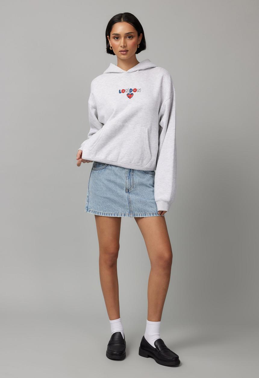Factorie - Graphic Hoodie - Silver Marle/Lnd Icons