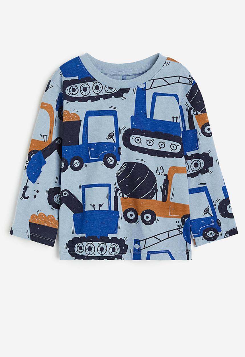 H&M - Long-sleeved T-shirt - dusty blue vehicles