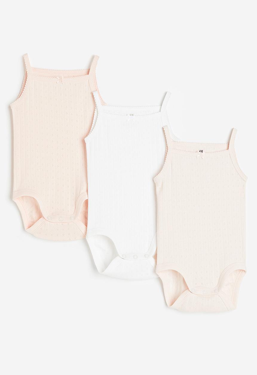 H&M - 3-Pack sleeveless bodysuits - pink & white