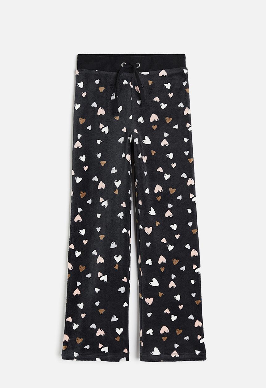 H&M - Velour trousers - black hearts