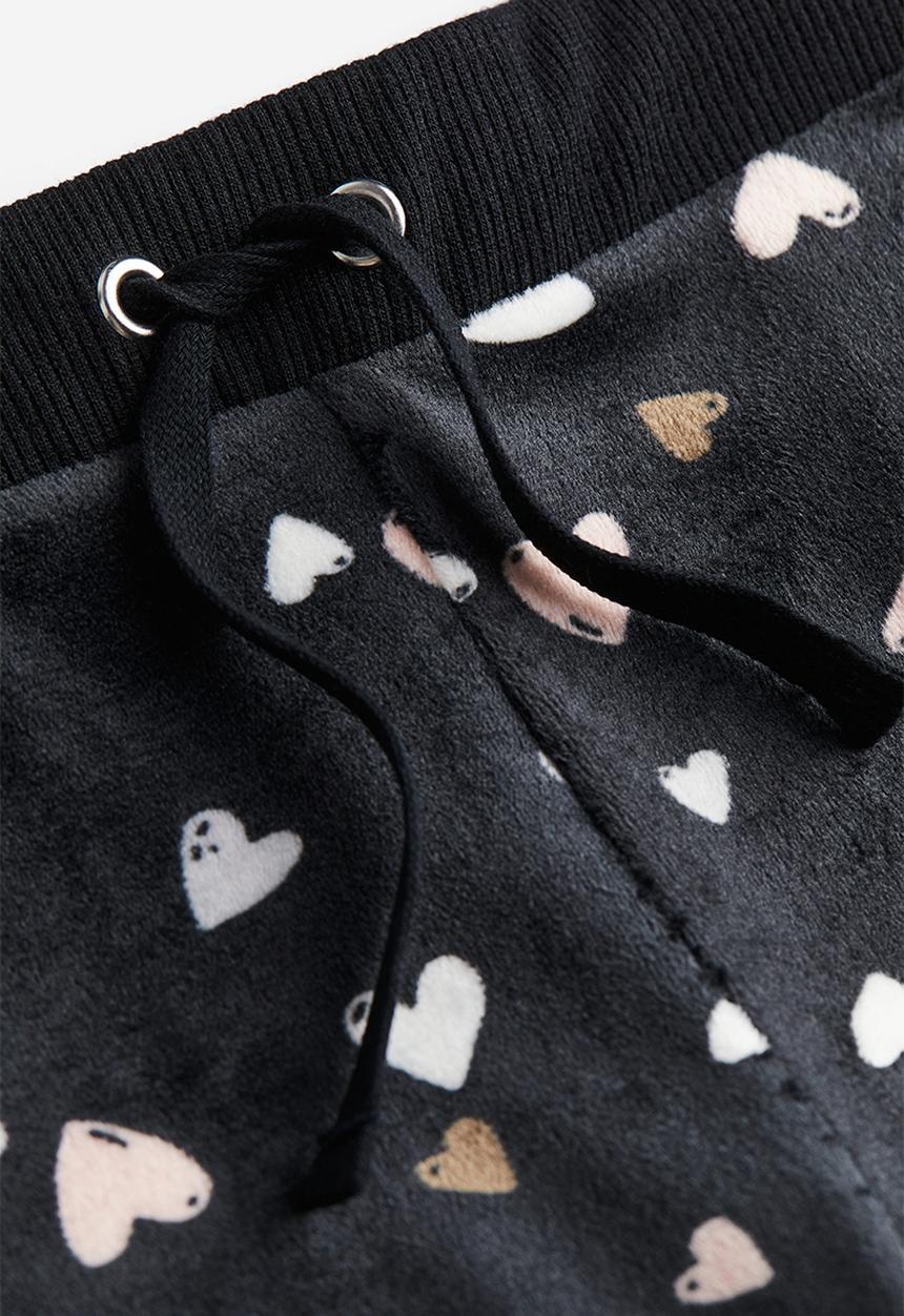 H&M - Velour trousers - black hearts