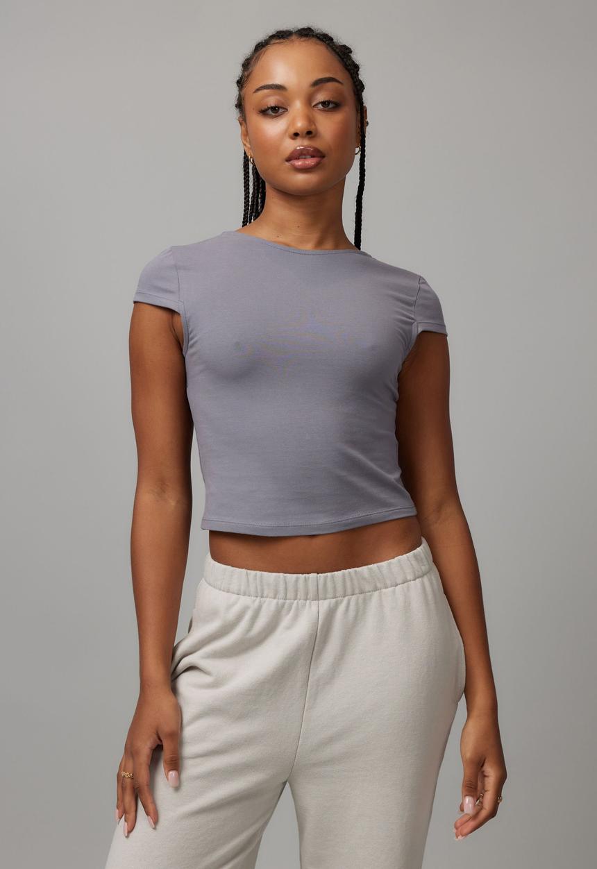 Hailey Open Back Tee - Washed Steel