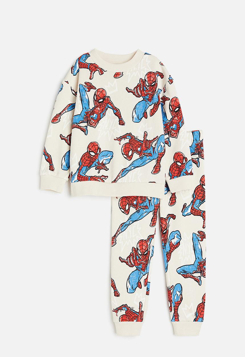 H&M - 2-Piece printed sweatshirt set - light beige spider-man