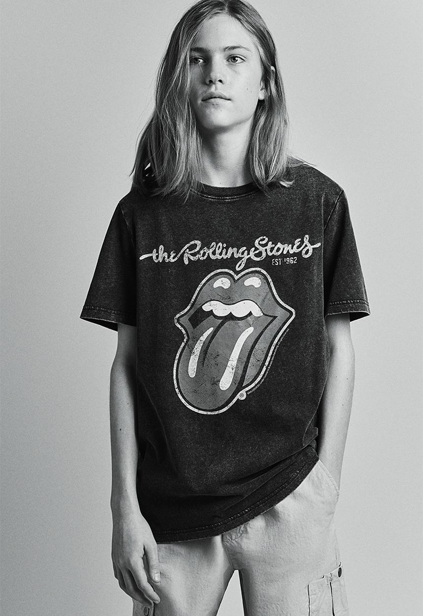 H&M - Printed T-shirt - washed black