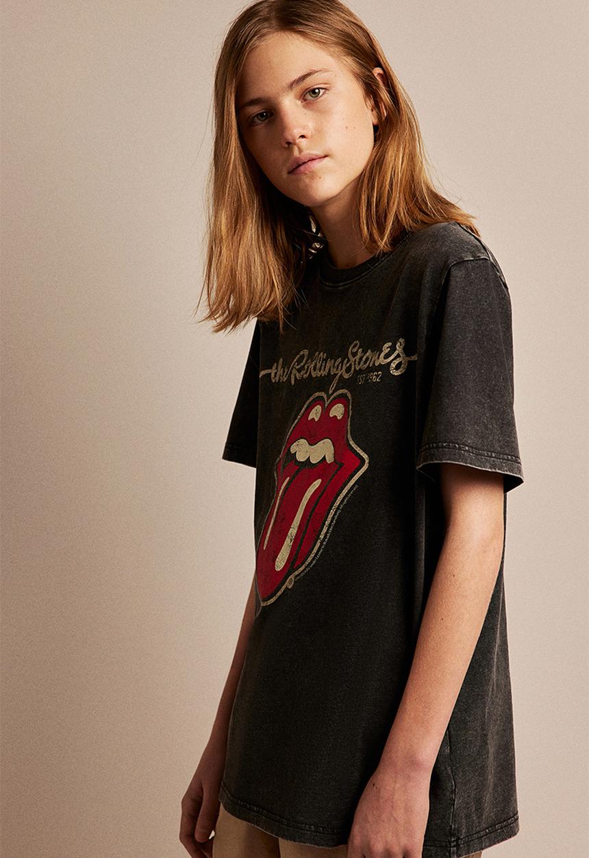 H&M - Printed T-shirt - washed black
