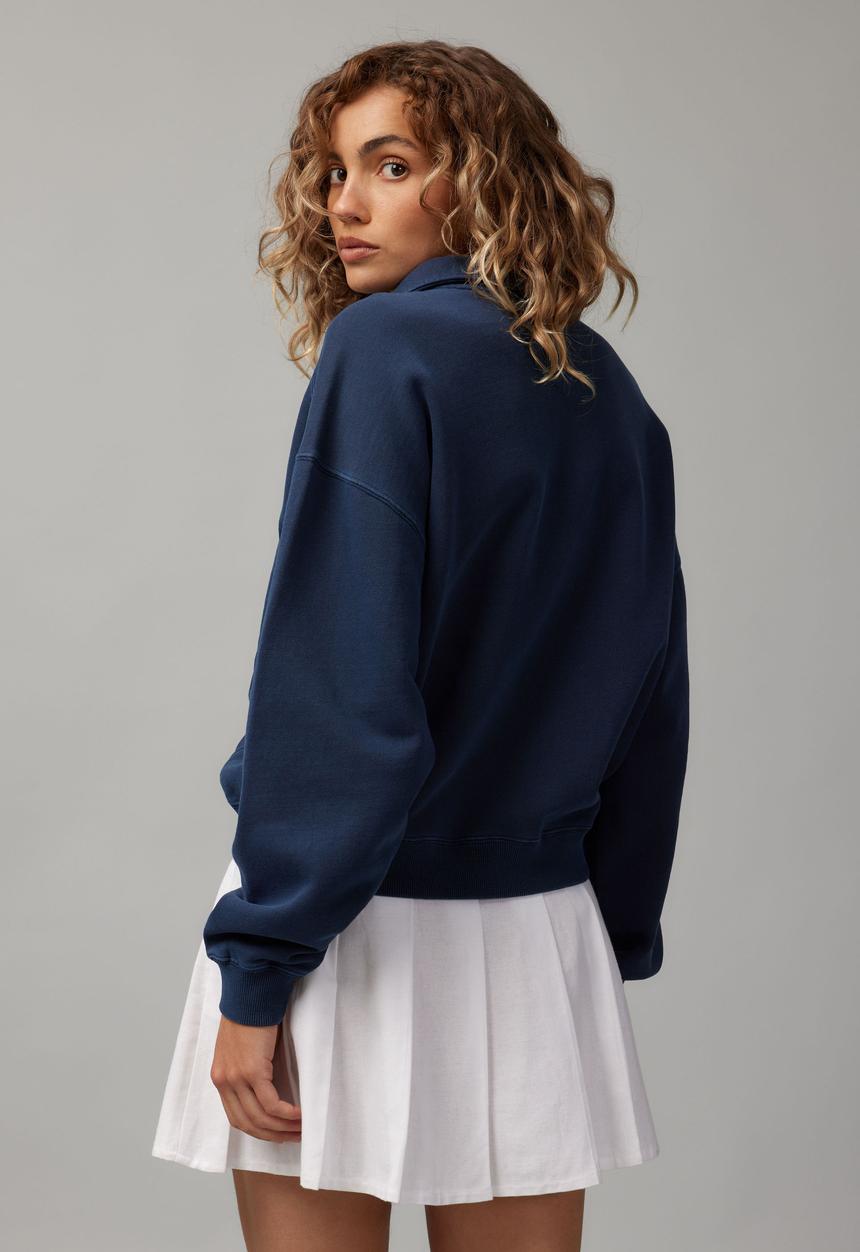 Factorie - Slouchy Graphic Qtr Zip - Navy Blazer/Nyc