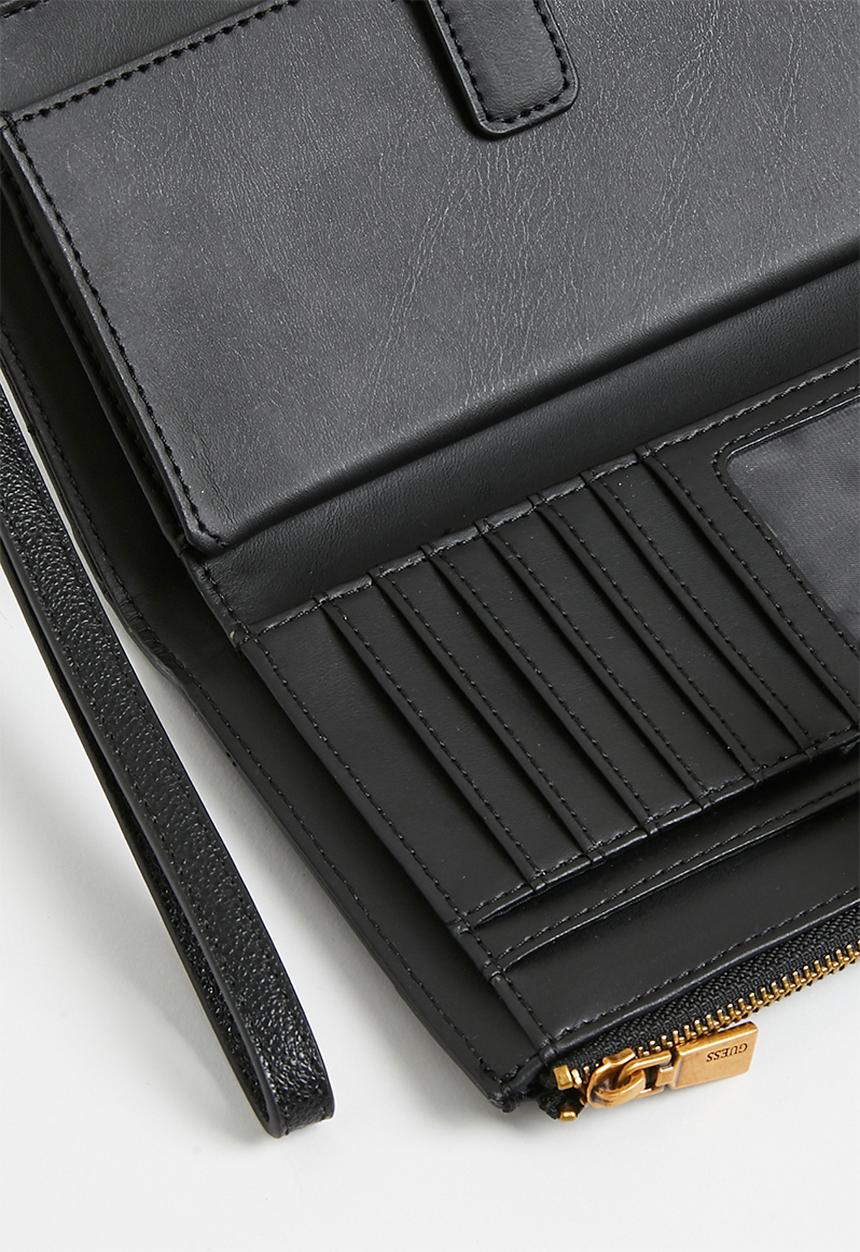GUESS - Nell logo slg zip organiser bag - black