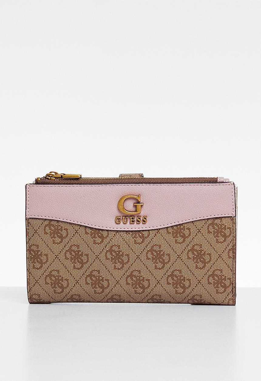GUESS - Nell logo slg bdl zip organiser purse - latte & light pink