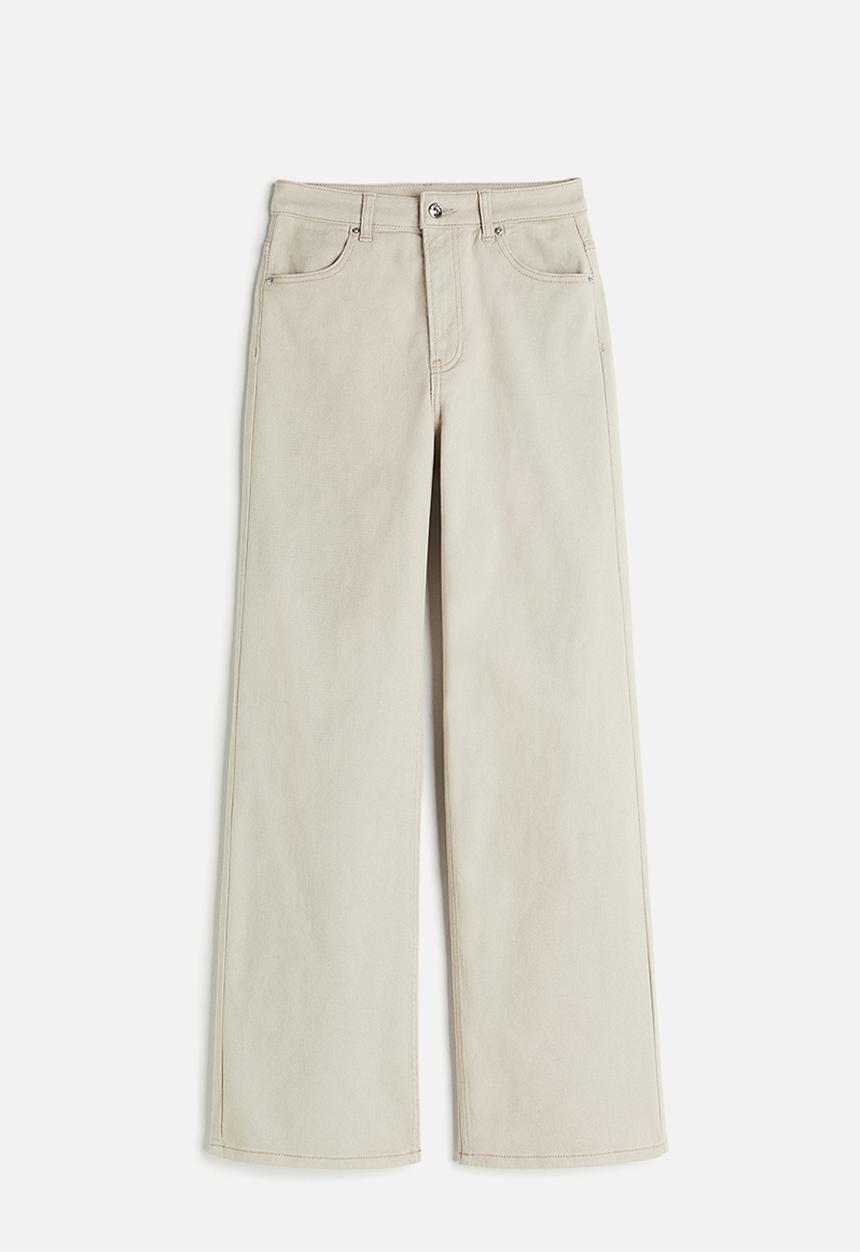 H&M - Wide twill trousers - light beige