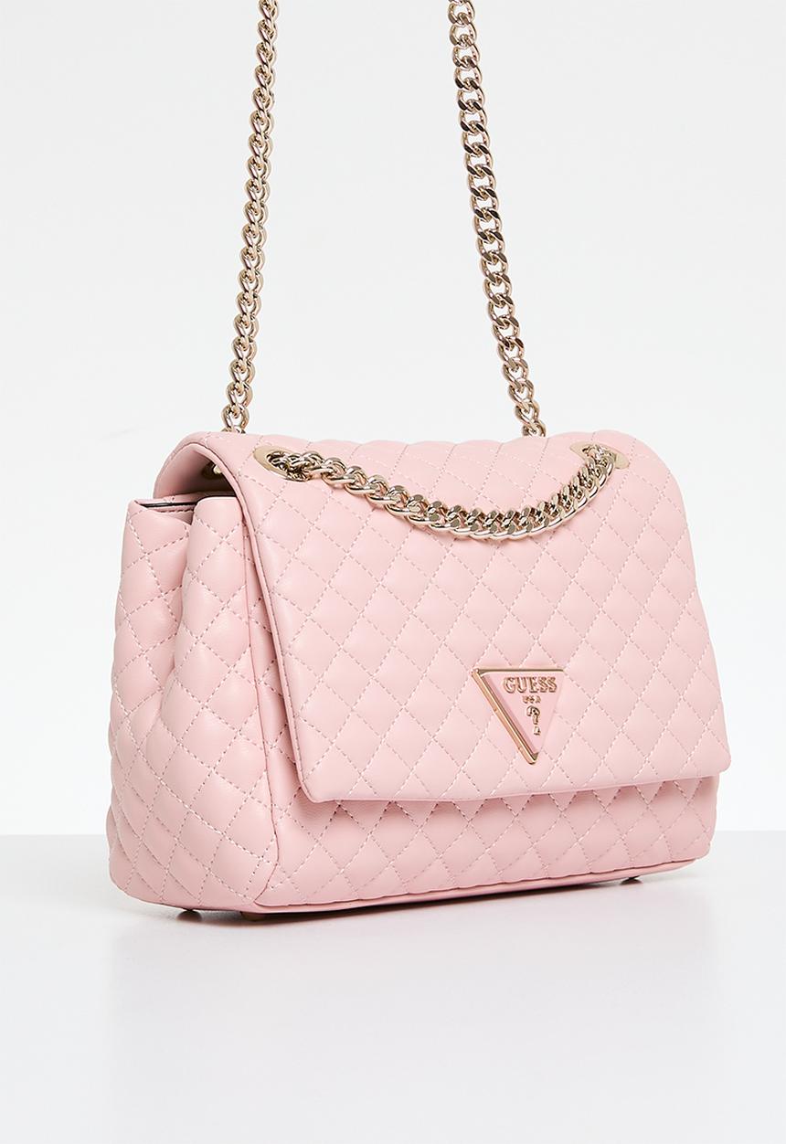 GUESS - Rianee quilt convertible crossbody flap bag- pink