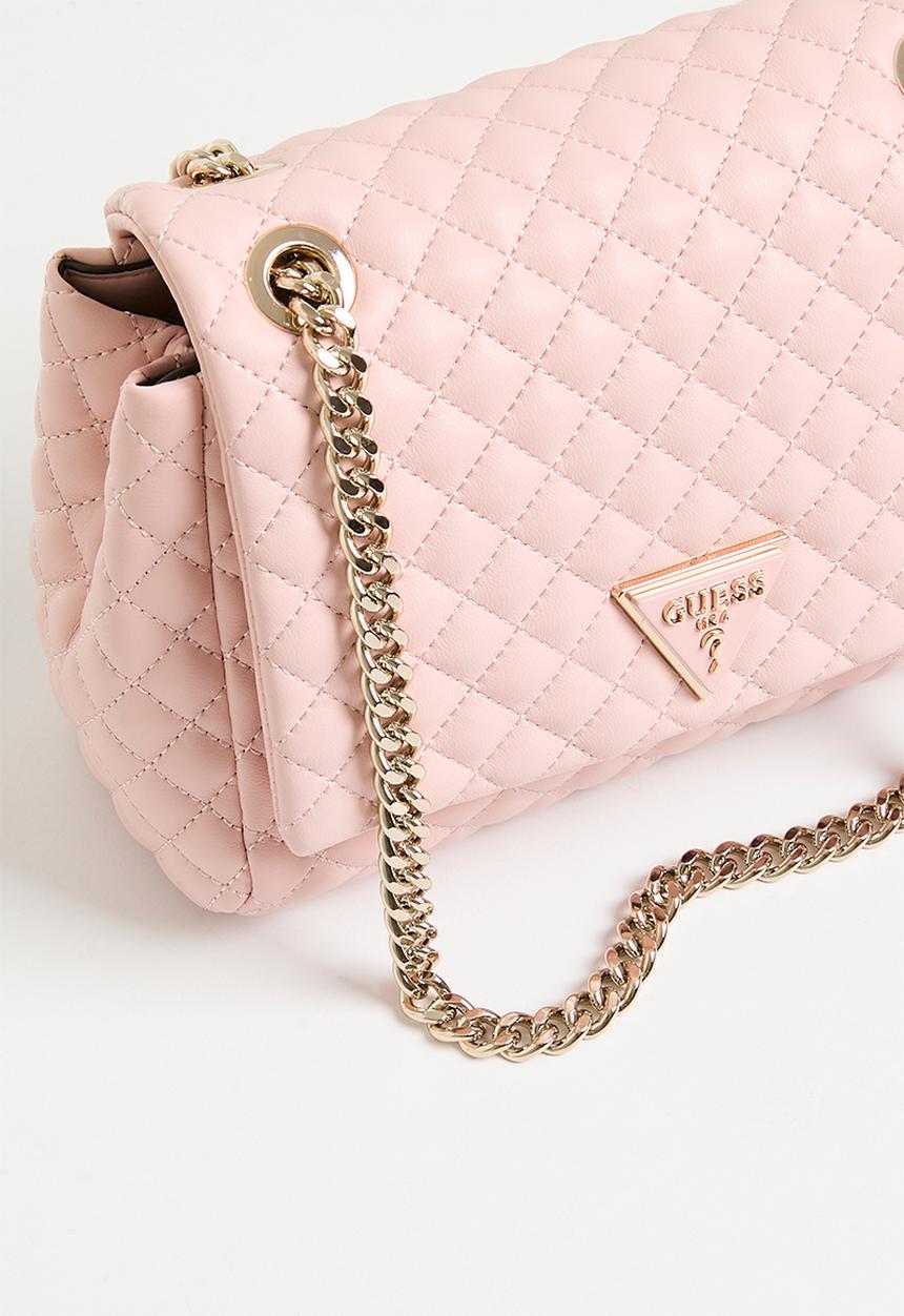 GUESS - Rianee quilt convertible crossbody flap bag- pink