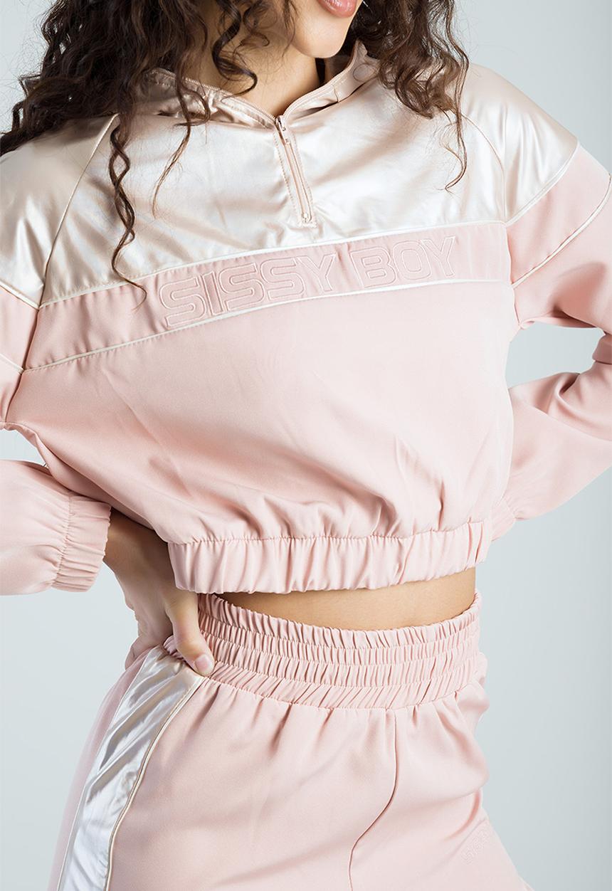 SISSY BOY - Flash Forward: Cropped Quaterzip Tracksuit Top With Hood - Pink