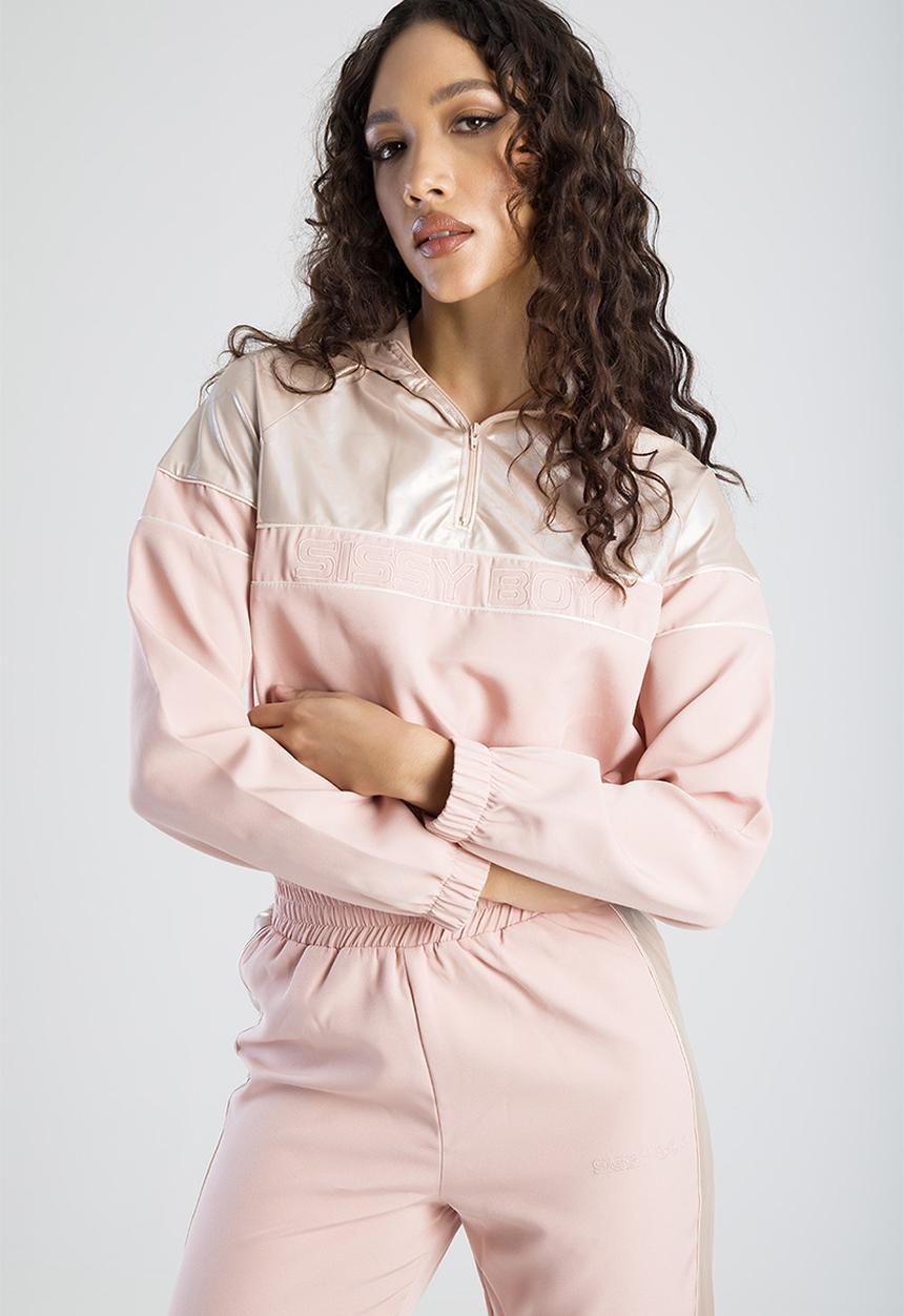 SISSY BOY - Flash Forward: Cropped Quaterzip Tracksuit Top With Hood - Pink