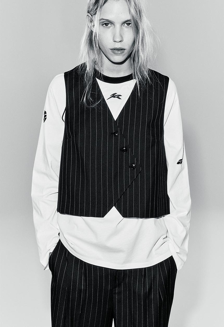 H&M - Asymmetric-front suit waistcoat - black pinstriped