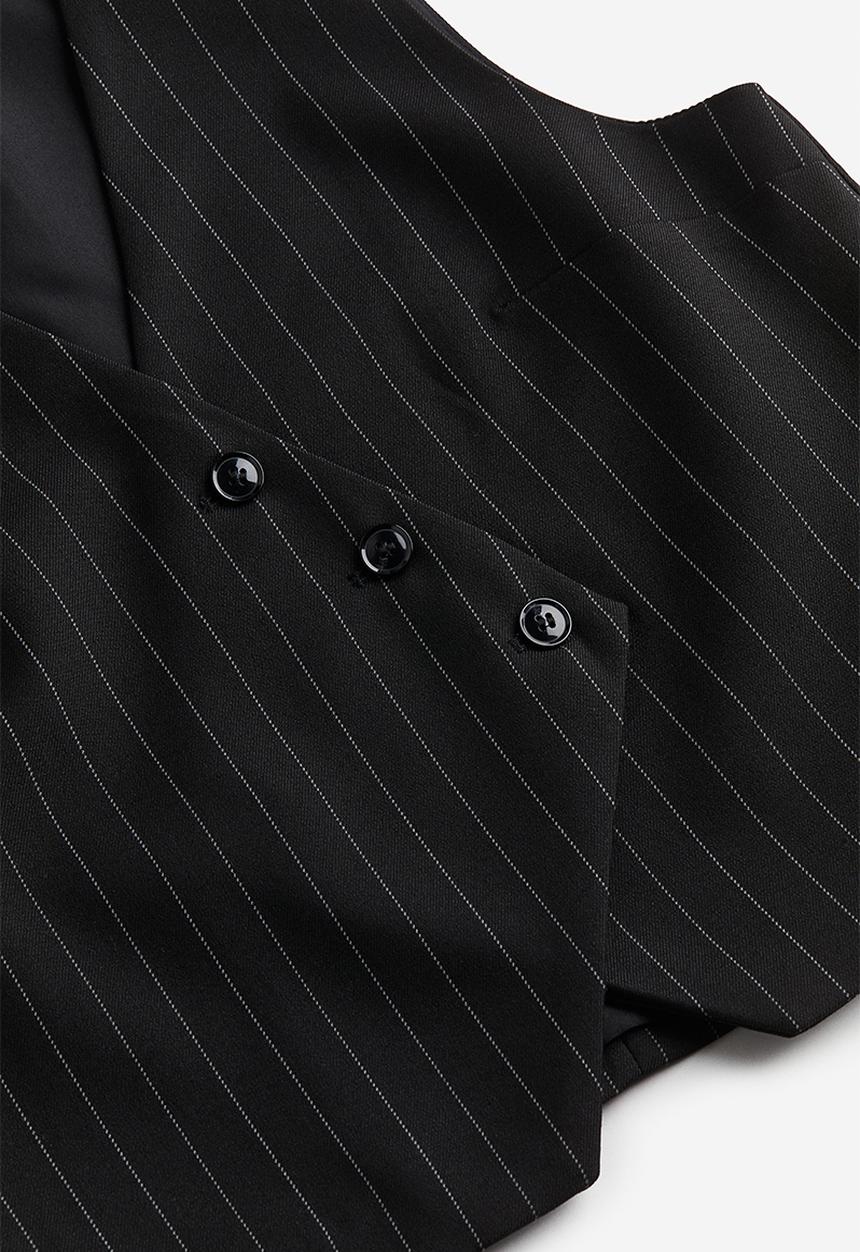 H&M - Asymmetric-front suit waistcoat - black pinstriped
