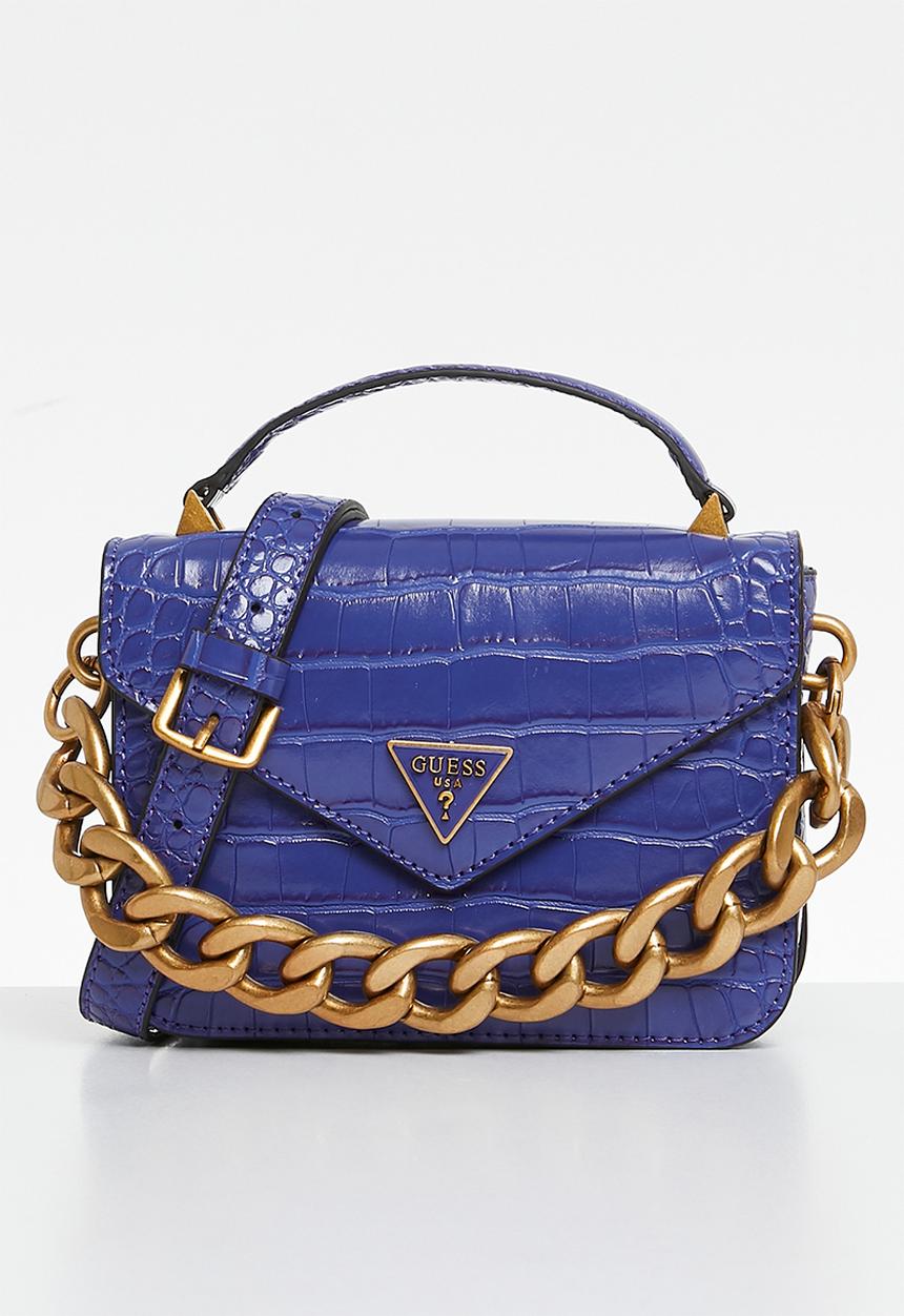 GUESS - Retour mini top handle flap crossbody bag - blue