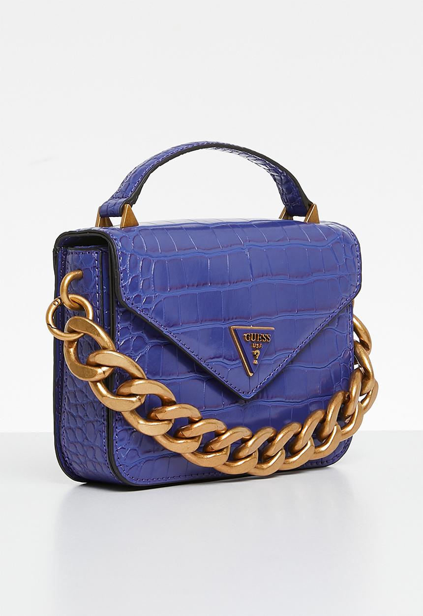 GUESS - Retour mini top handle flap crossbody bag - blue