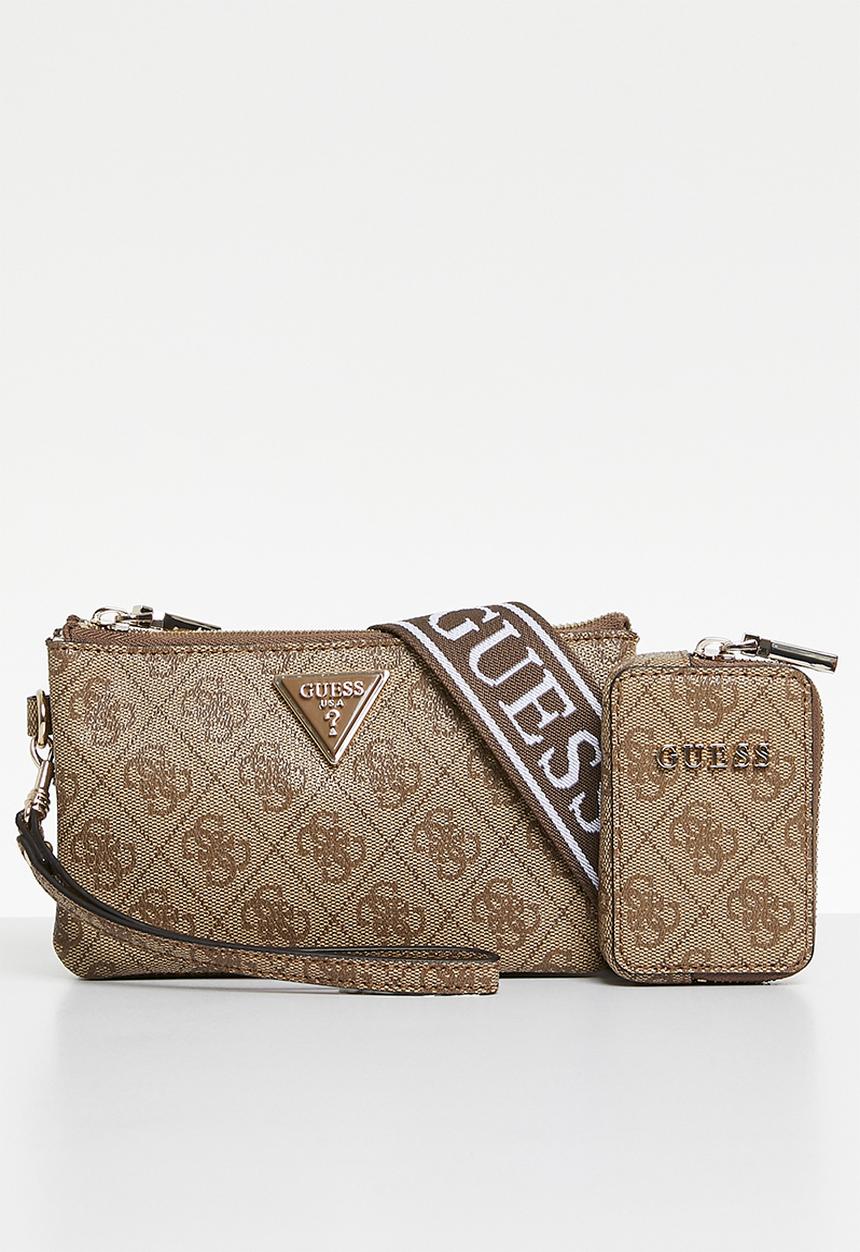 GUESS - Latona mini  cprtmt tz cross body bag - latte