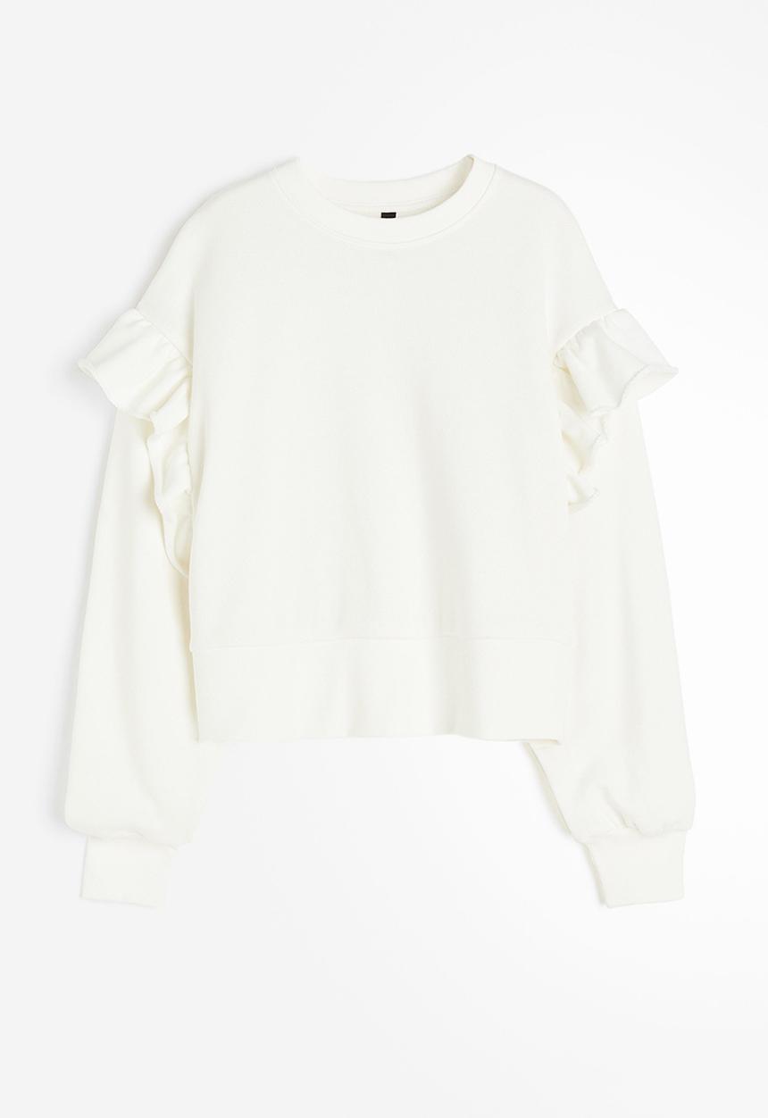 H&M - Oversized frill-trimmed sweatshirt - cream