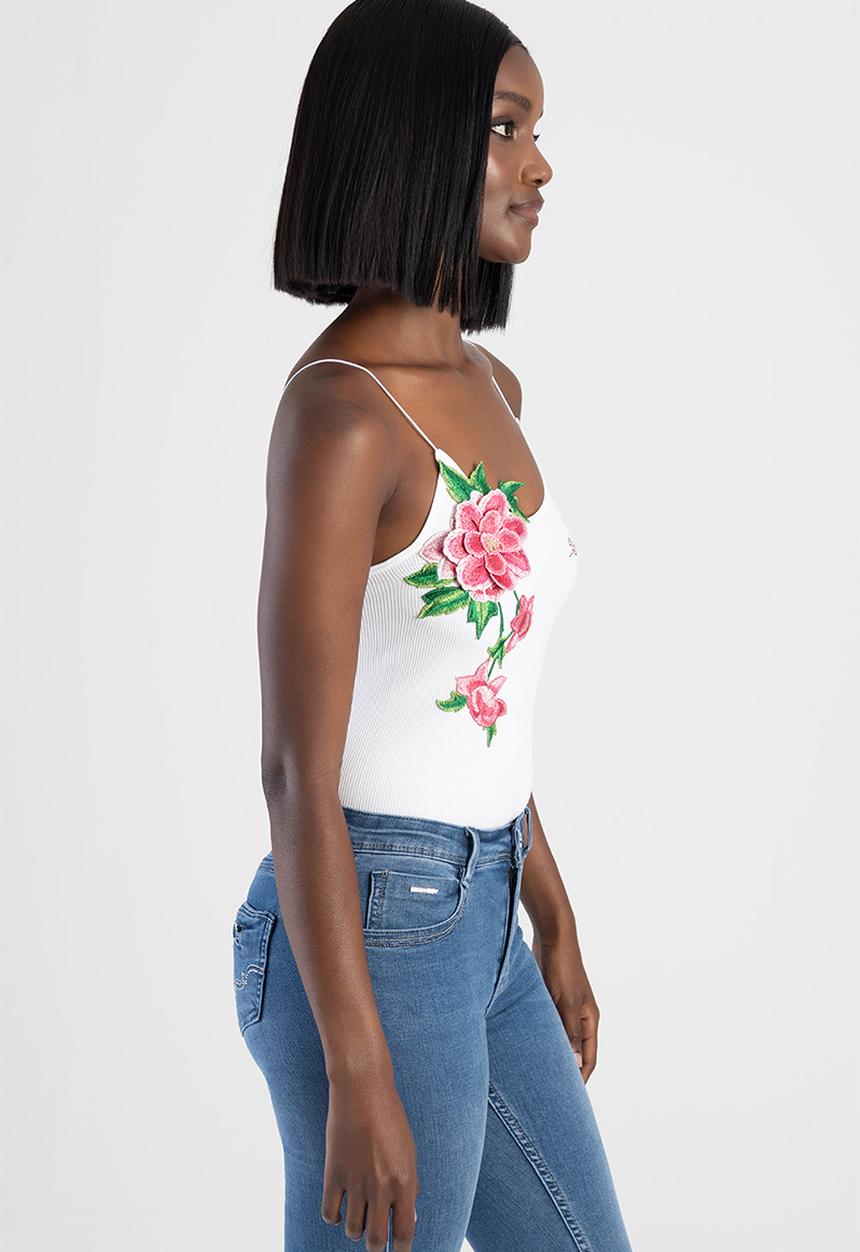 SISSY BOY - Blooming: Seamless Bodysuit With Trims - White
