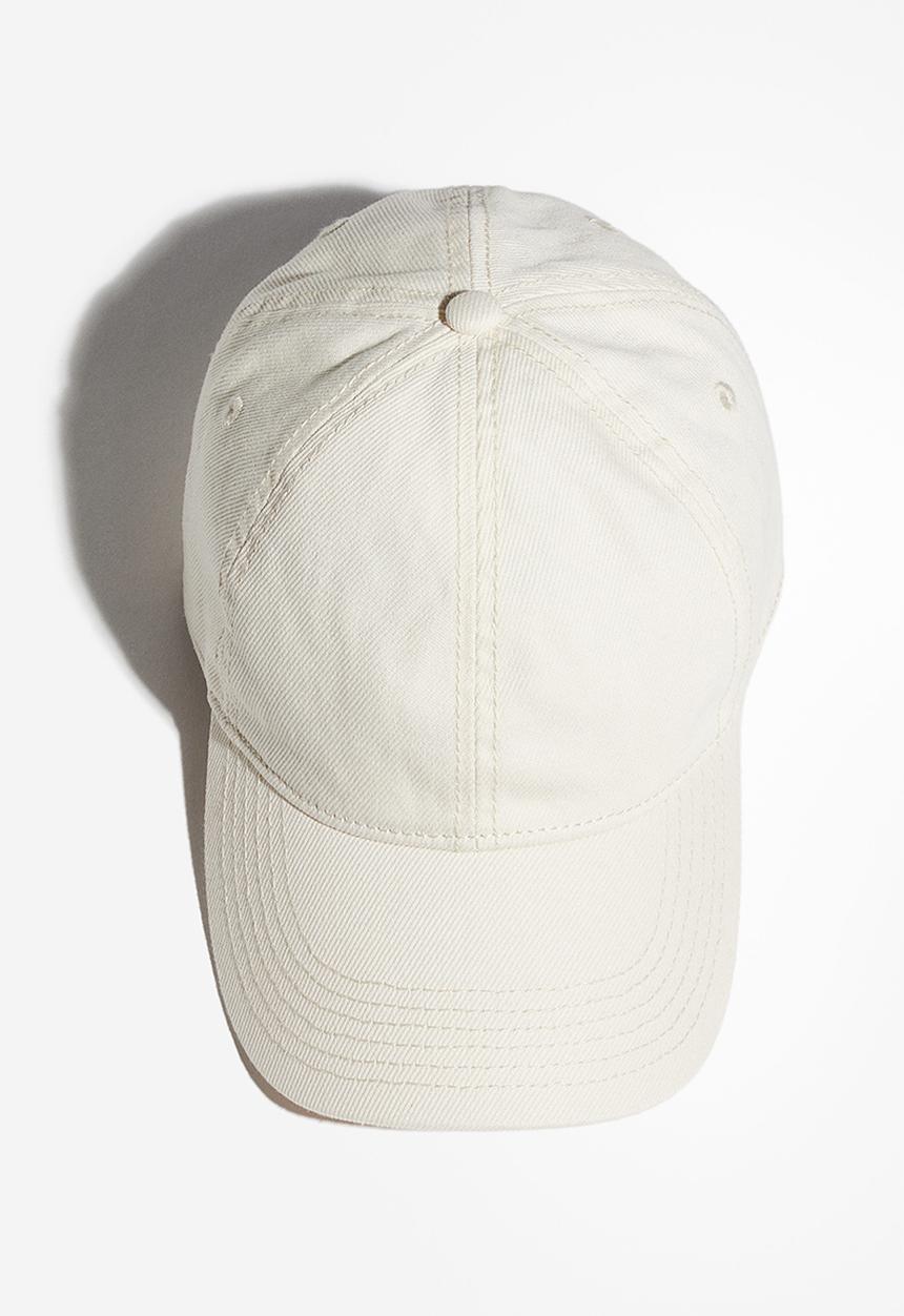 H&M - Washed-look denim cap - cream