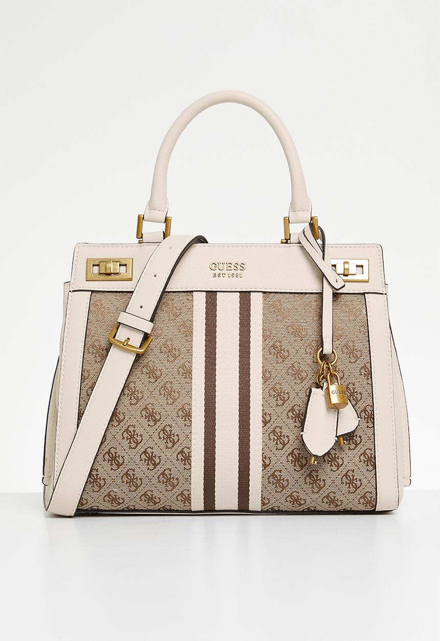 GUESS - Katey luxury satchel bag- white/brown