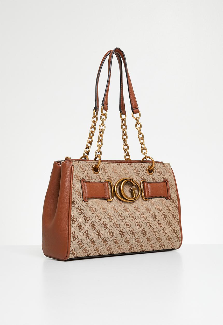 GUESS - Aviana luxury satchel bag - latte/brown