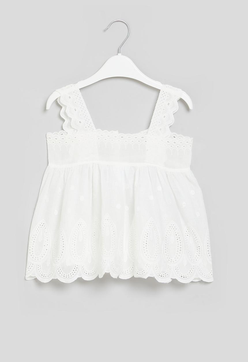 Pop Candy - Anglaise crop top - white