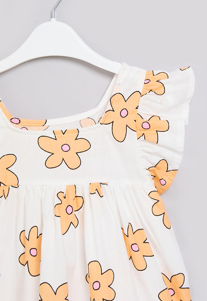 Pop Candy - Floral print top - orange & white