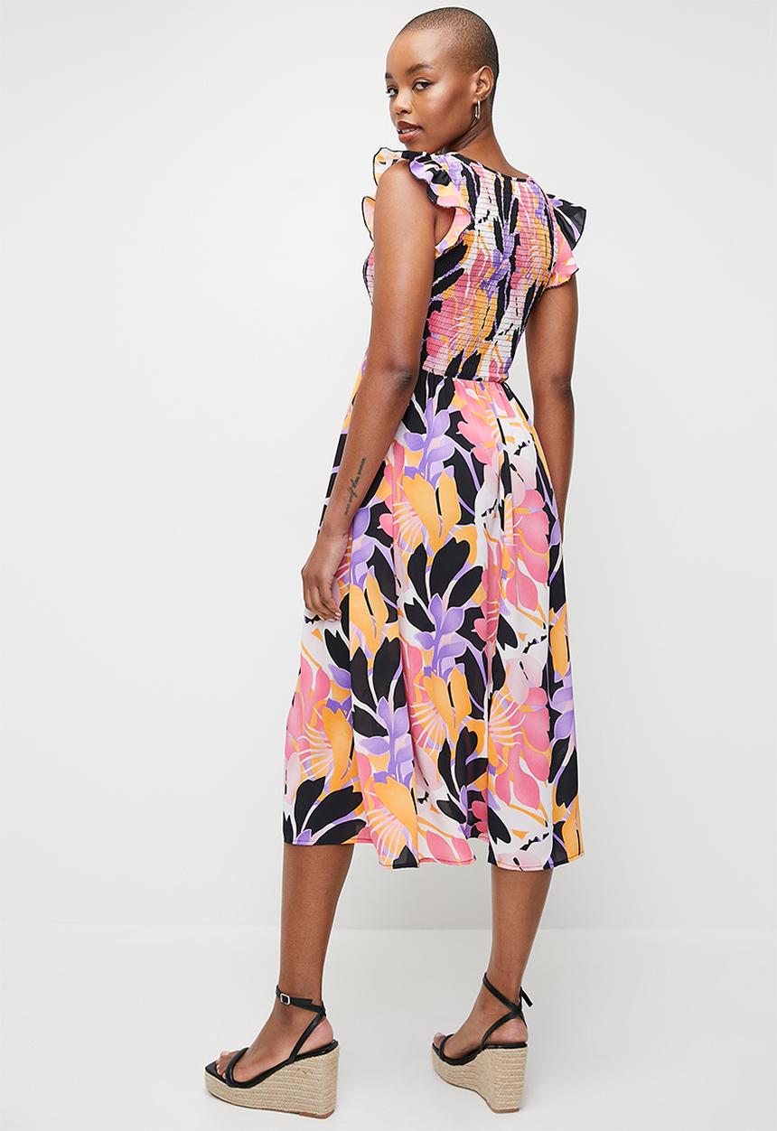 Stella Morgan - Floral Bold Printed Midi Dress - Purple