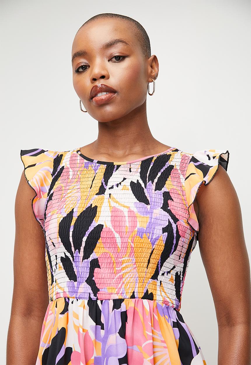 Stella Morgan - Floral Bold Printed Midi Dress - Purple