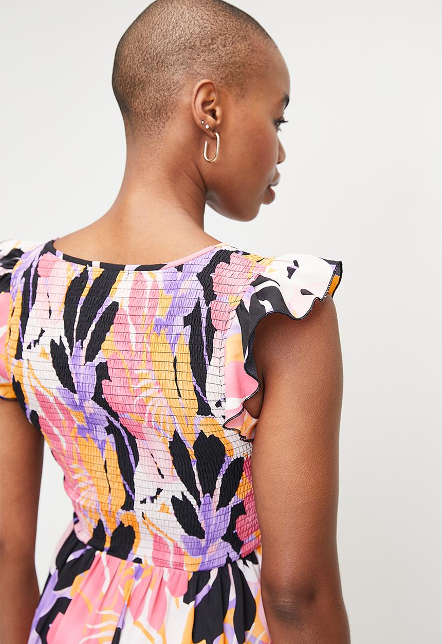 Stella Morgan - Floral Bold Printed Midi Dress - Purple