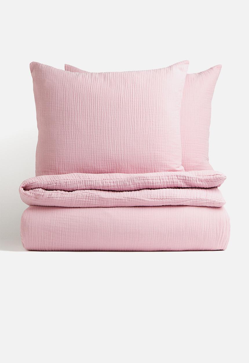H&M - Muslin double/king duvet cover set - pink