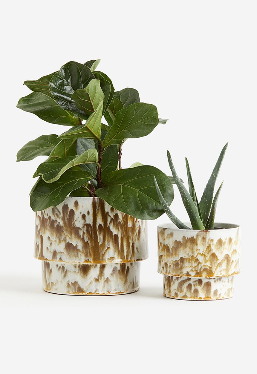 H&M - Terracotta plant pot - brown patterned