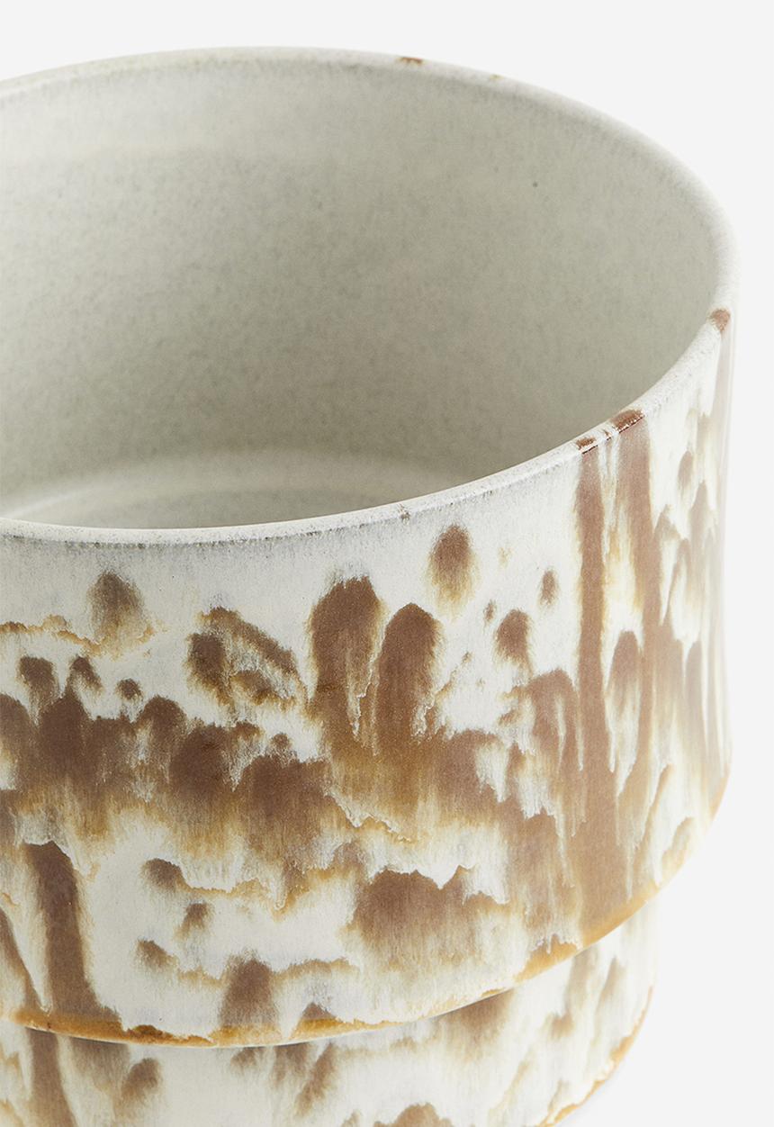 H&M - Extra-large terracotta plant pot - brown patterned 
