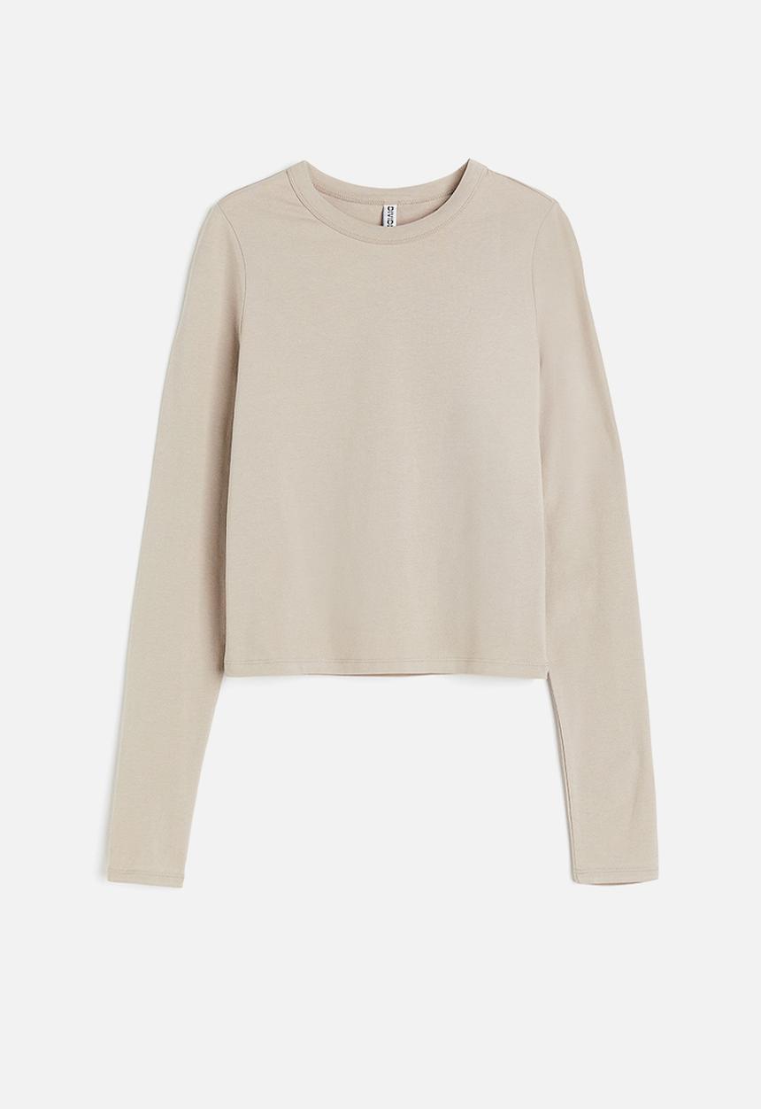 H&M - Long-sleeved top - light greige