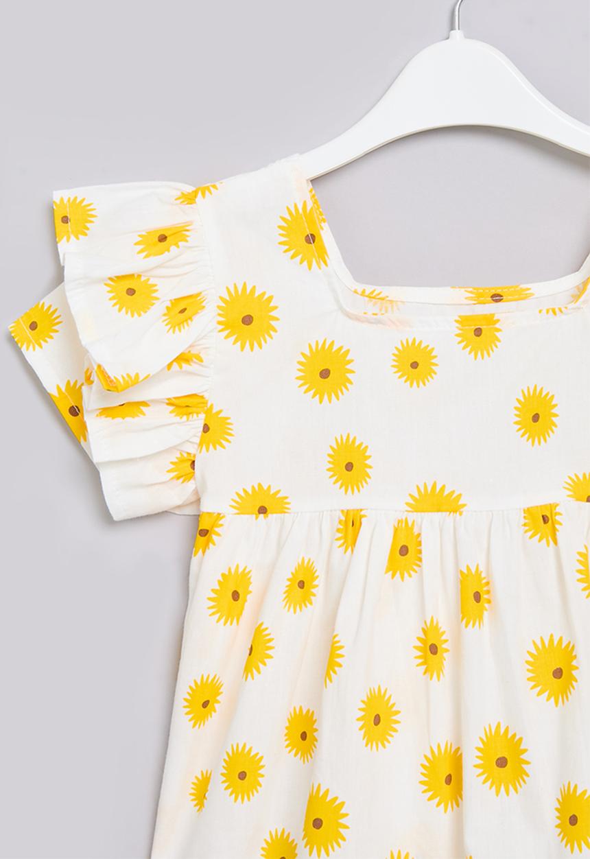 Pop Candy - Floral print top- yellow & white