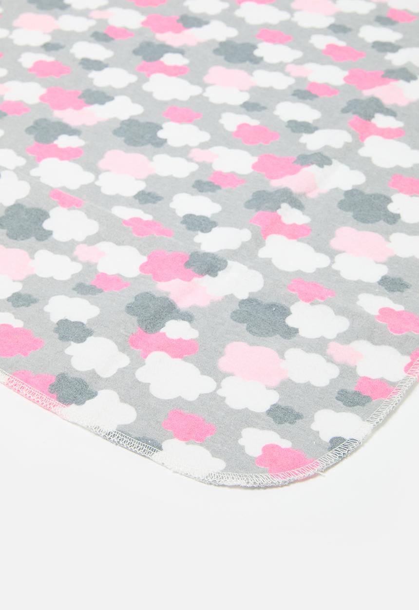 Pop Candy - 4 Piece Printed baby blankets - grey & pink