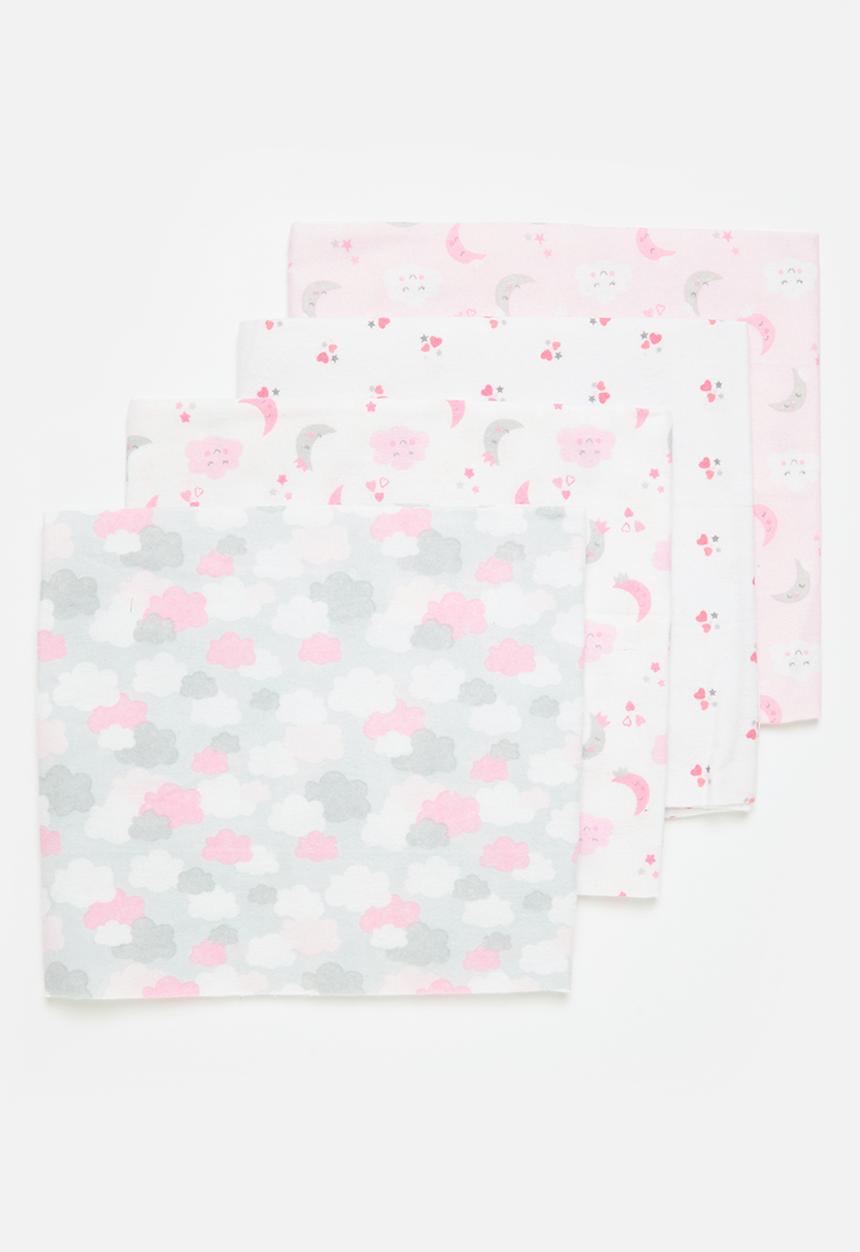 Pop Candy - 4 Piece Printed baby blankets - pink & white