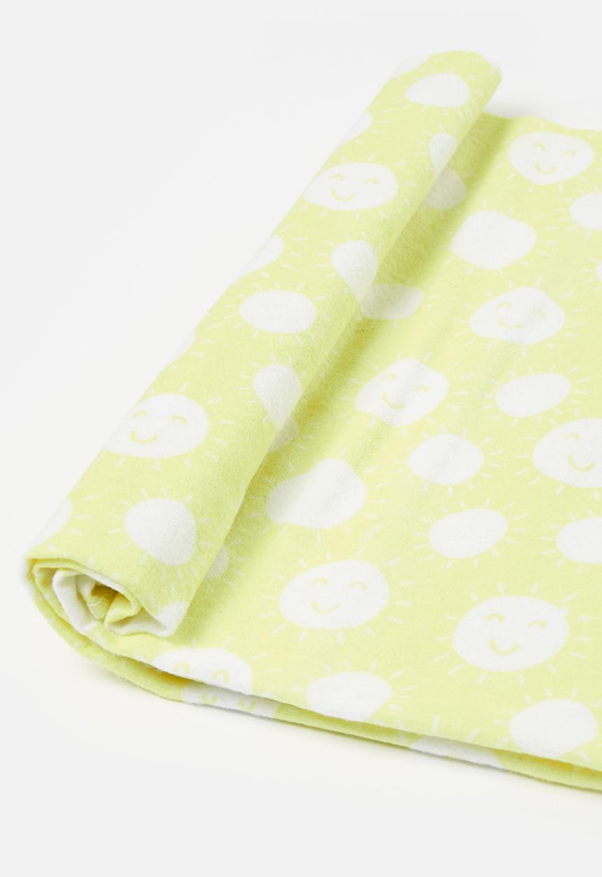 Pop Candy - 4 Piece Printed baby blankets - grey & yellow