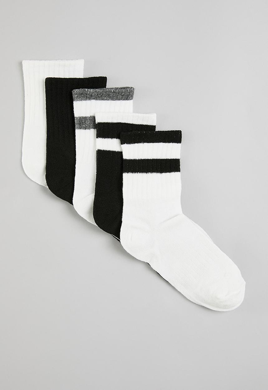 Pop Candy - 5 Piece striped socks - black & white