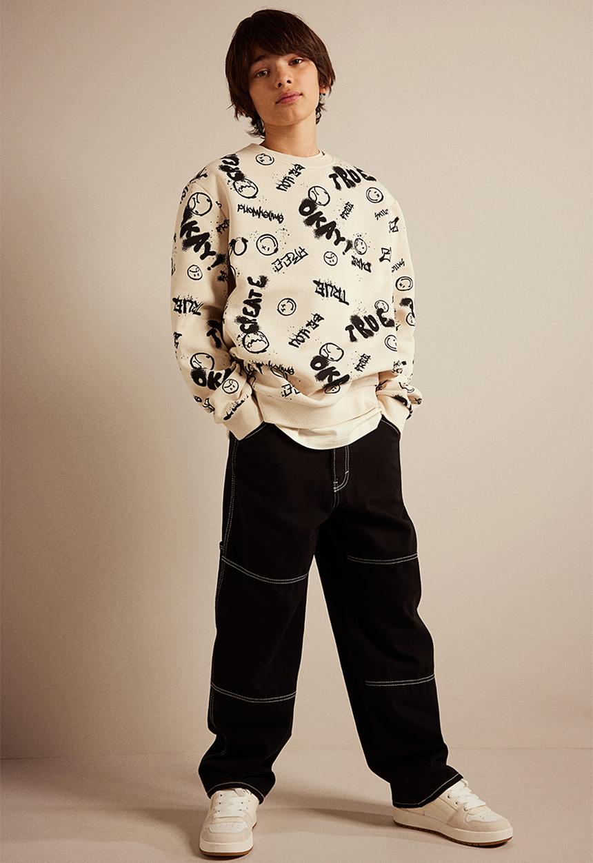 H&M - Printed sweatshirt - light beige & smileyworld®