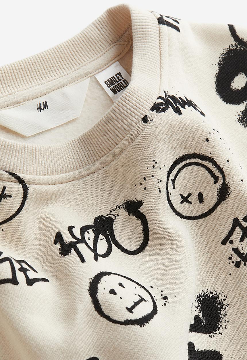 H&M - Printed sweatshirt - light beige & smileyworld®